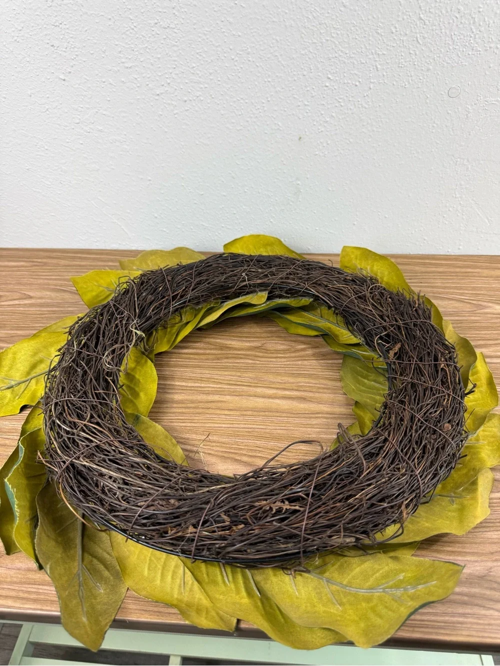 Faux Green Magnolia Leaf Wreath - Home Holiday Decor